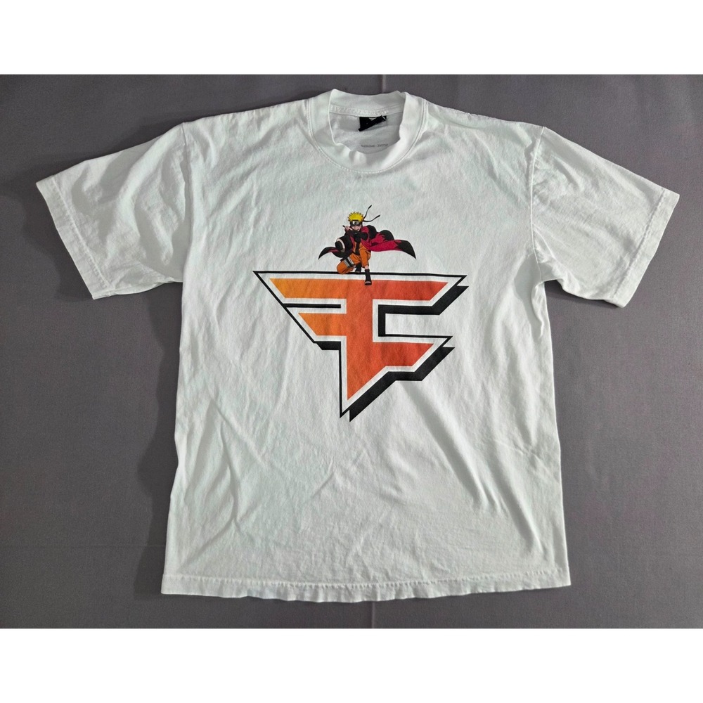Faze Clan Shirt Mens Medium White Naruto Shippuden Collab Gaming Anime Limited